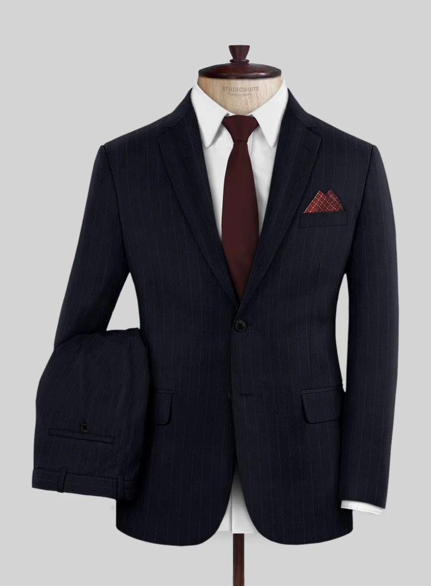 Scabal Cosmopolitan Stripe Blue Wool Suit
