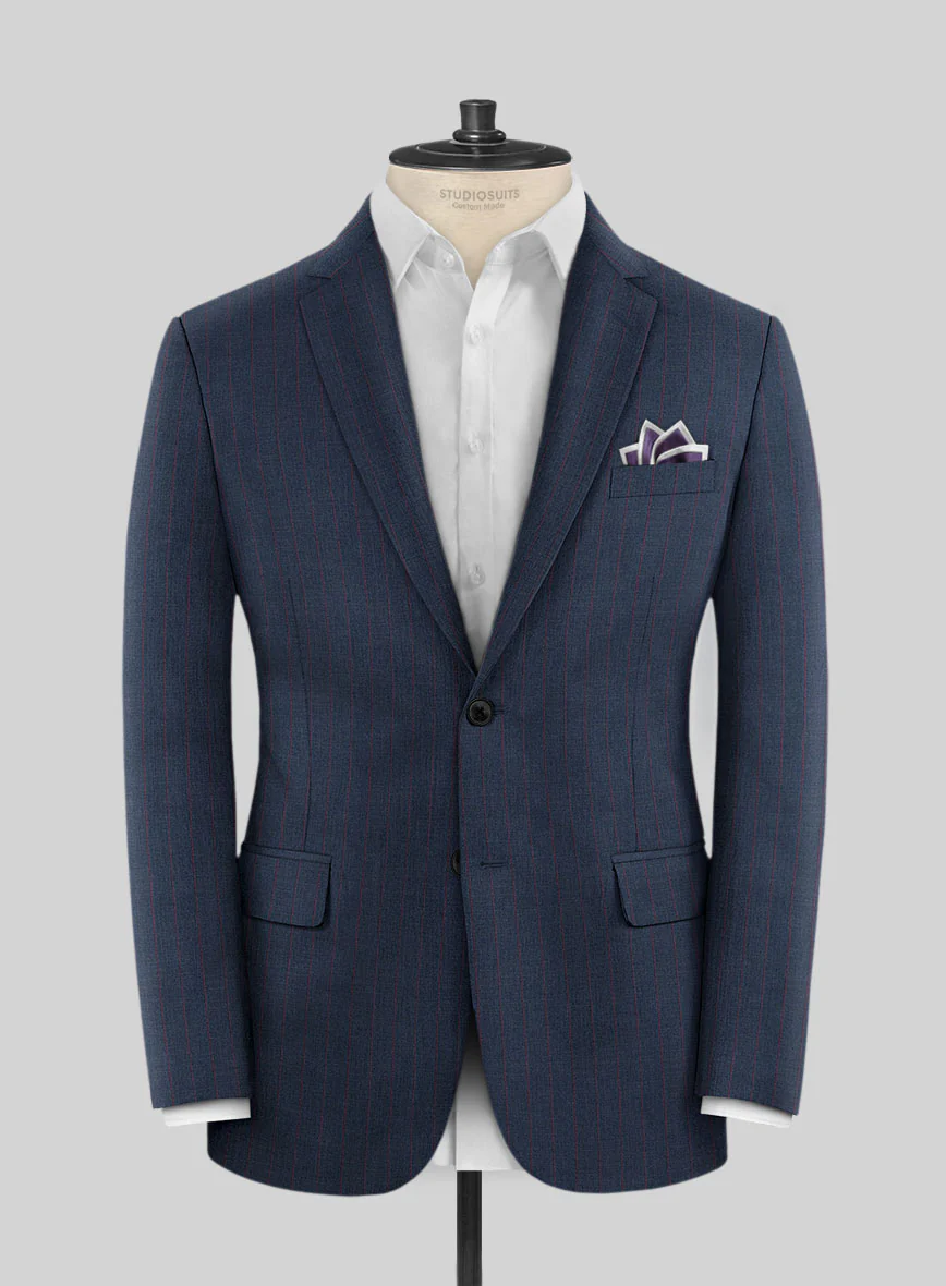 Scabal Cosmopolitan Stripe Denim Blue Wool Jacket