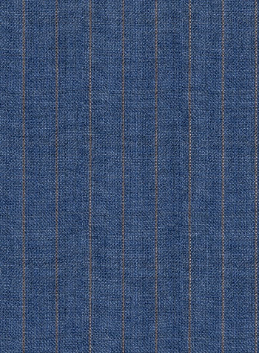 Scabal Cosmopolitan Stripe Flat Blue Wool Suit - Image 6