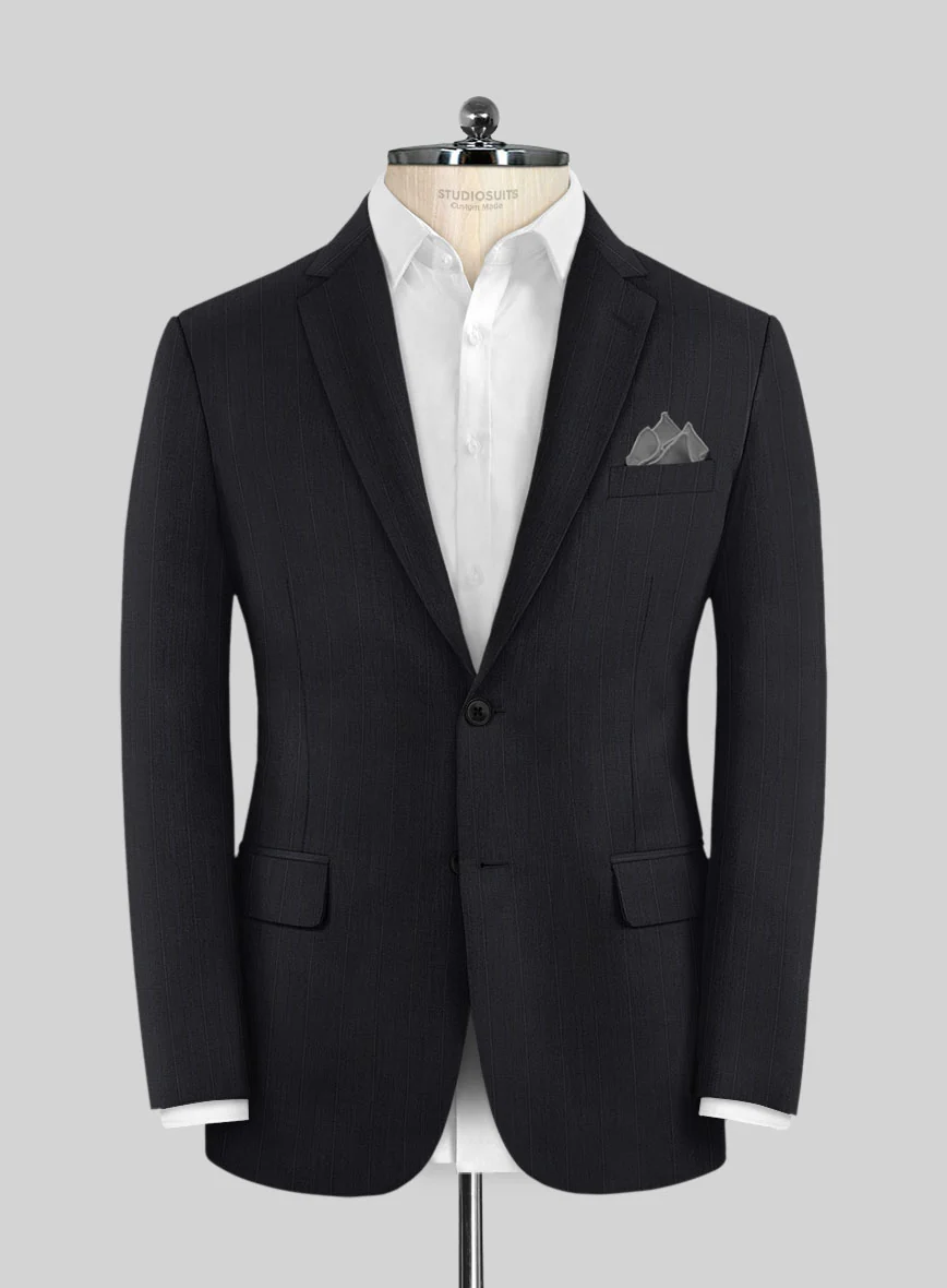 Scabal Cosmopolitan Stripe Gosti Blue Wool Jacket