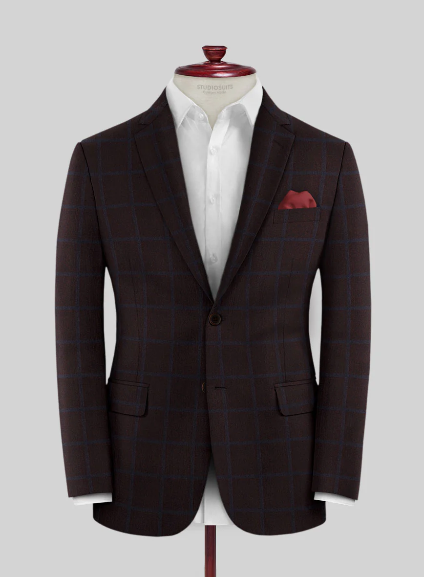 Scabal Dark Sienna Checks Wool Jacket