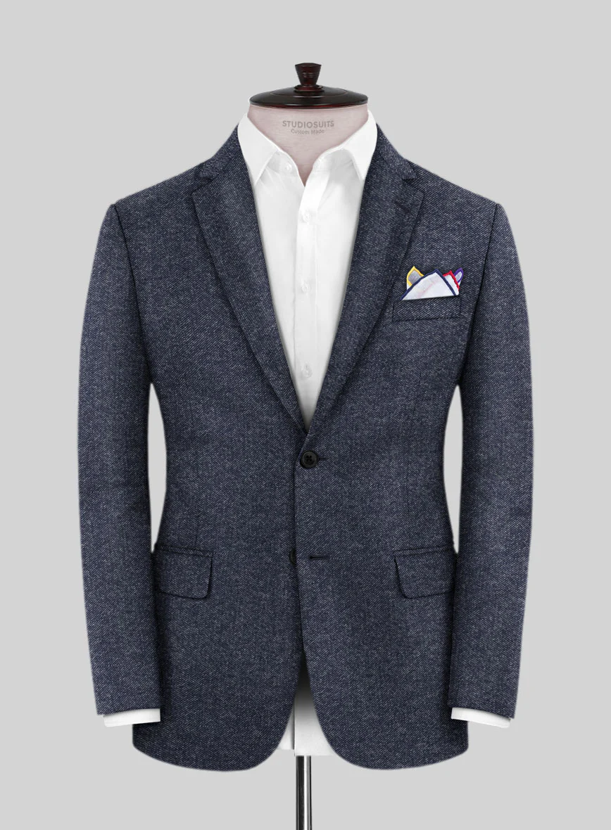 Scabal Denim Blue Wool Cashmere Jacket