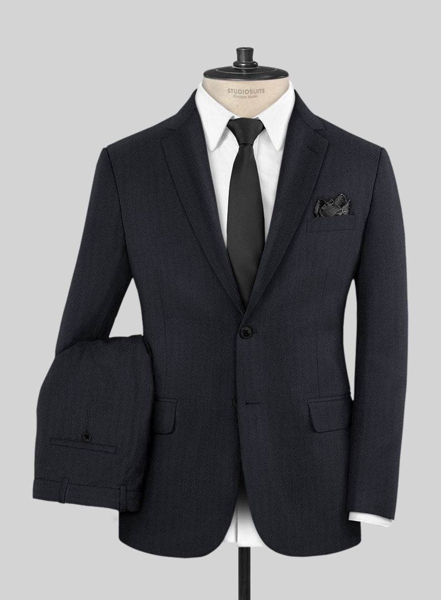 Scabal Eziki Herringbone Blue Wool Suit