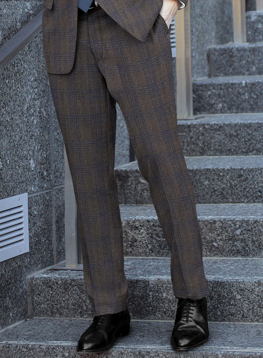 Scabal Mud Brown Wool Pants - Image 2