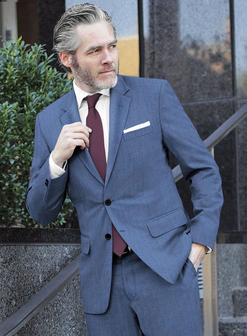 Scabal Imilli Herringbone Blue Wool Suit - Image 4