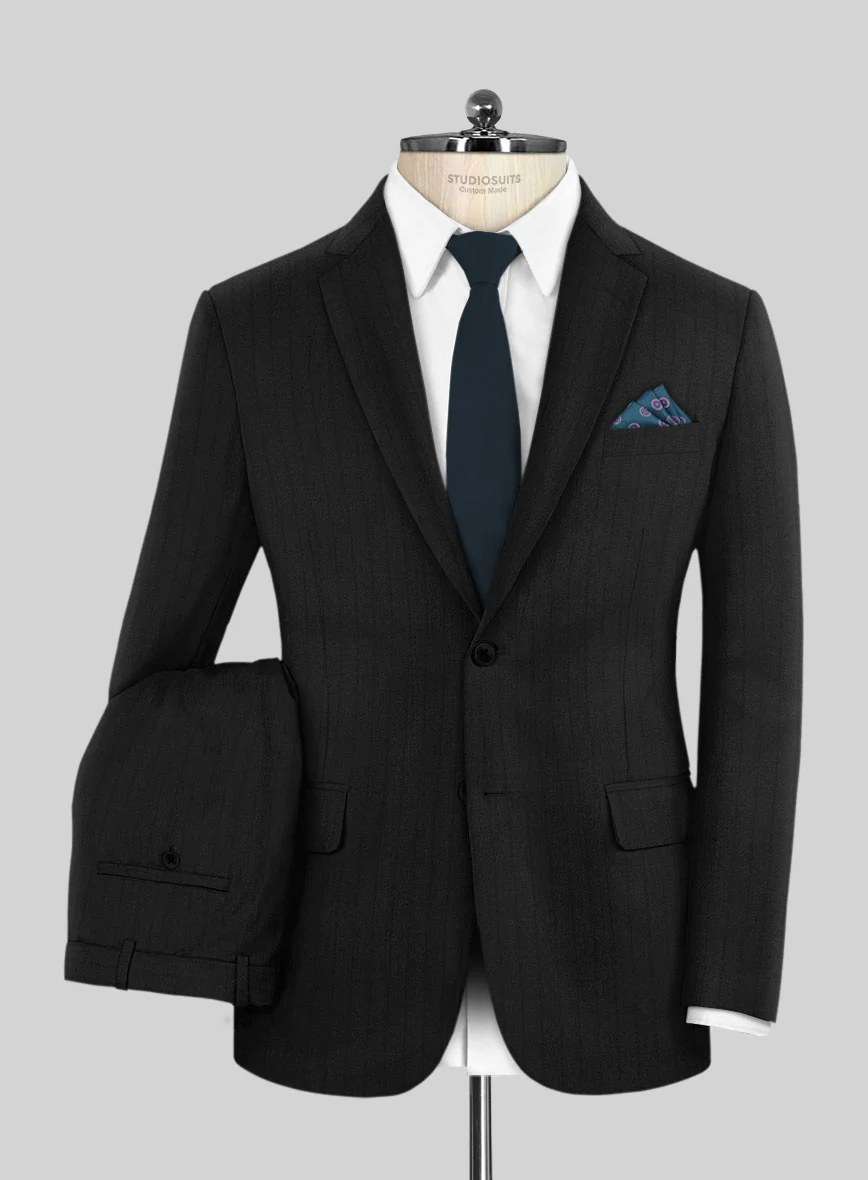 Scabal Juber Stripe Black Wool Suit
