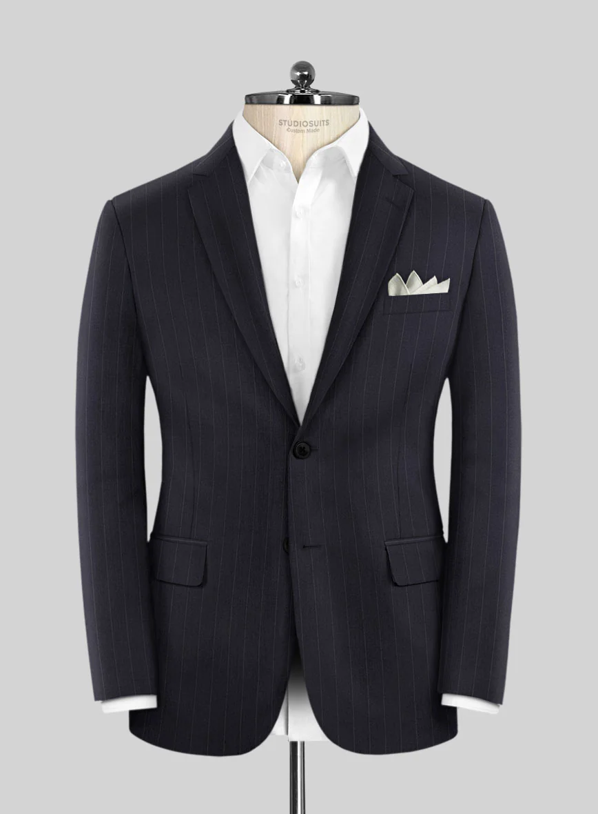 Scabal Lizaro Stripe Blue Wool Jacket