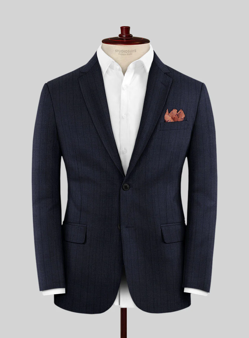 Scabal Londoner Allamo Stripe Blue Wool Jacket