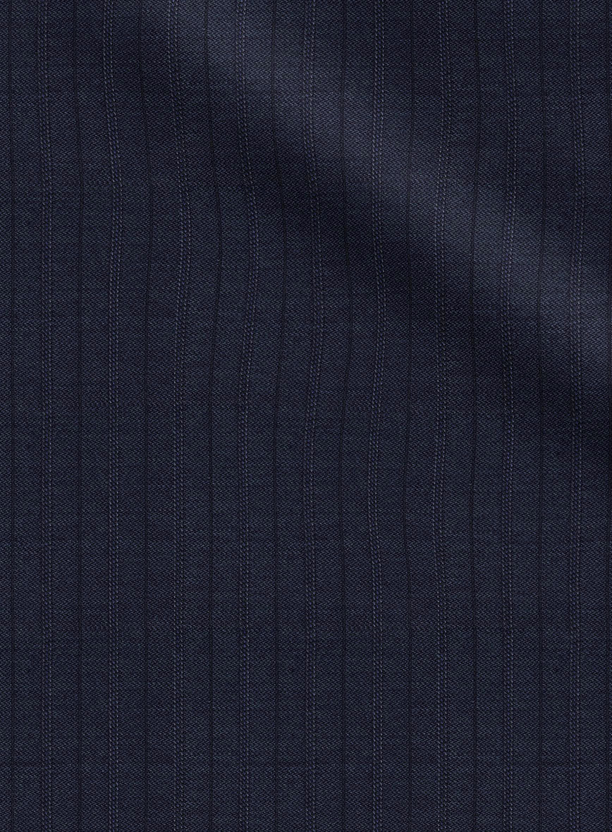 Scabal Londoner Allamo Stripe Blue Wool Pants - Image 3