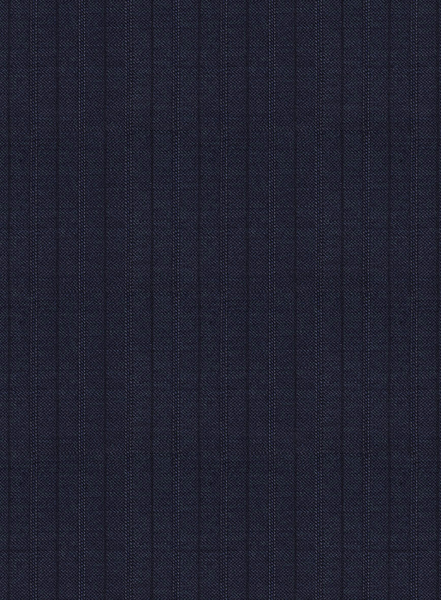 Scabal Londoner Allamo Stripe Blue Wool Pants - Image 4