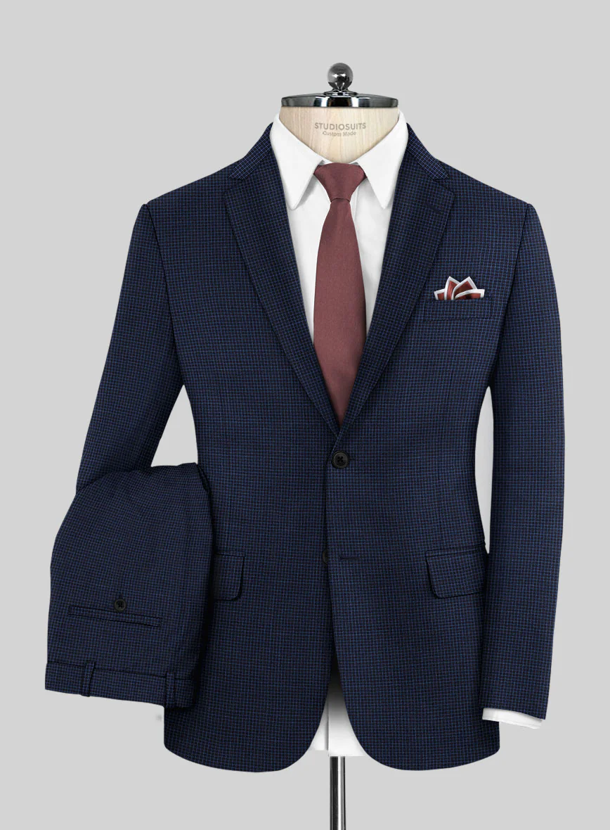 Scabal Londoner Asario Grid Blue Wool Suit