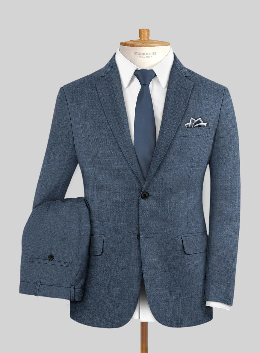 Scabal Londoner Blasi Checks Blue Wool Suit