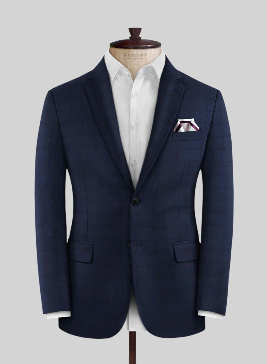Scabal Londoner Eside Checks Blue Wool Jacket