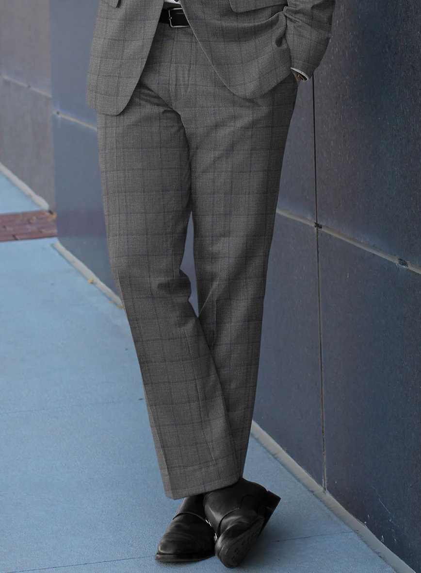 Scabal Londoner Inagi Checks Gray Wool Pants - Image 2