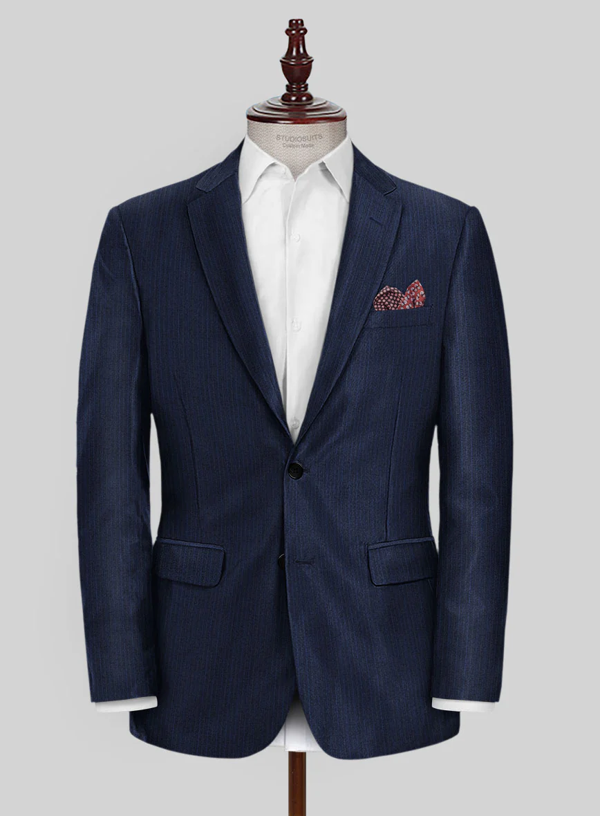 Scabal Londoner Sarcos Stripe Blue Wool Jacket