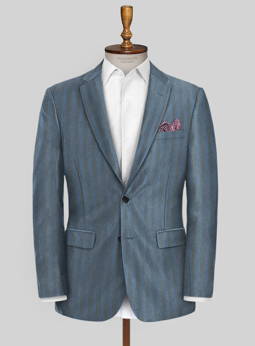 Scabal Londoner Struci Stripe Gray Wool Jacket