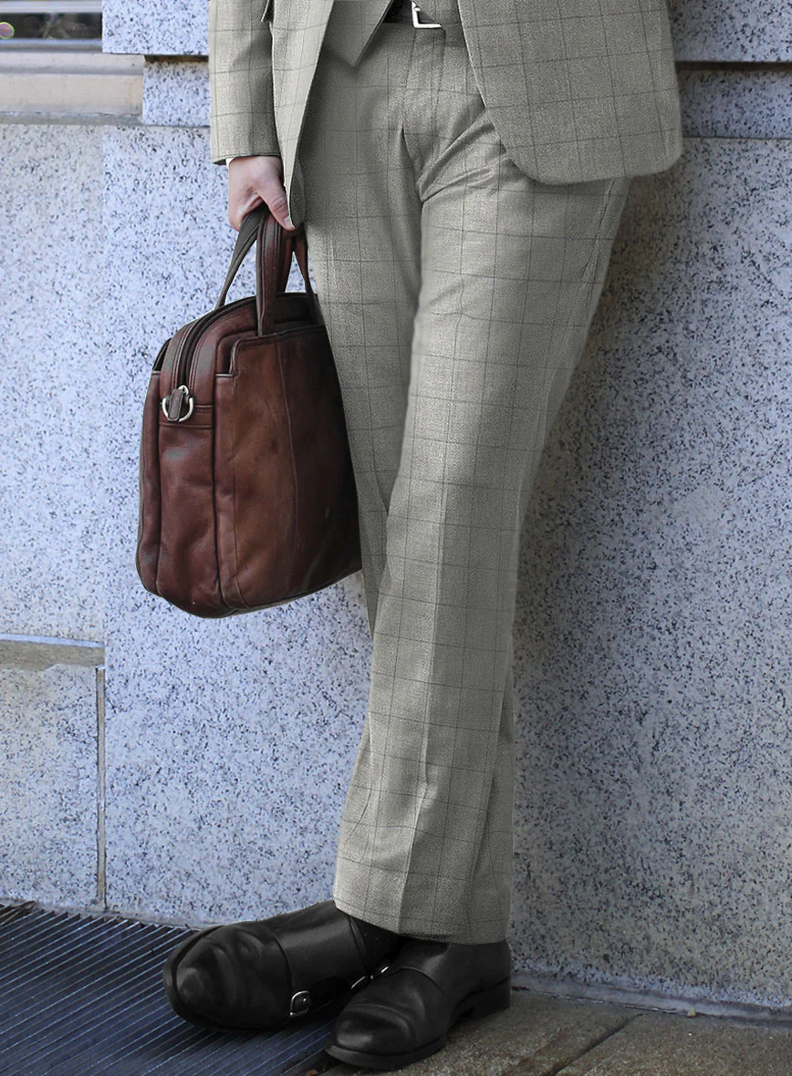 Scabal Londoner Windowpane Light Gray Wool Suit - Image 4