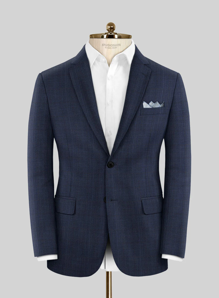 Scabal Mivo Checks Blue Wool Jacket