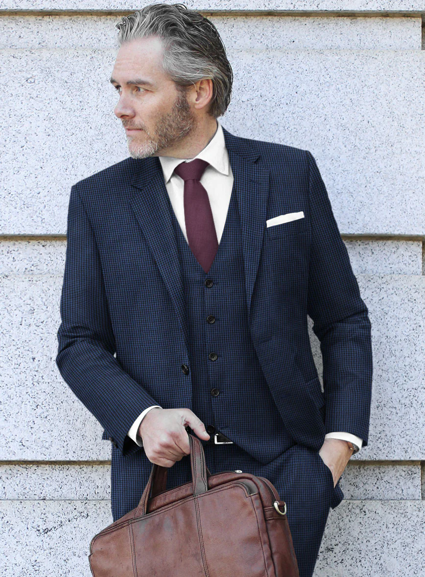 Scabal Omiero Houndstooth Blue Wool Jacket - Image 2