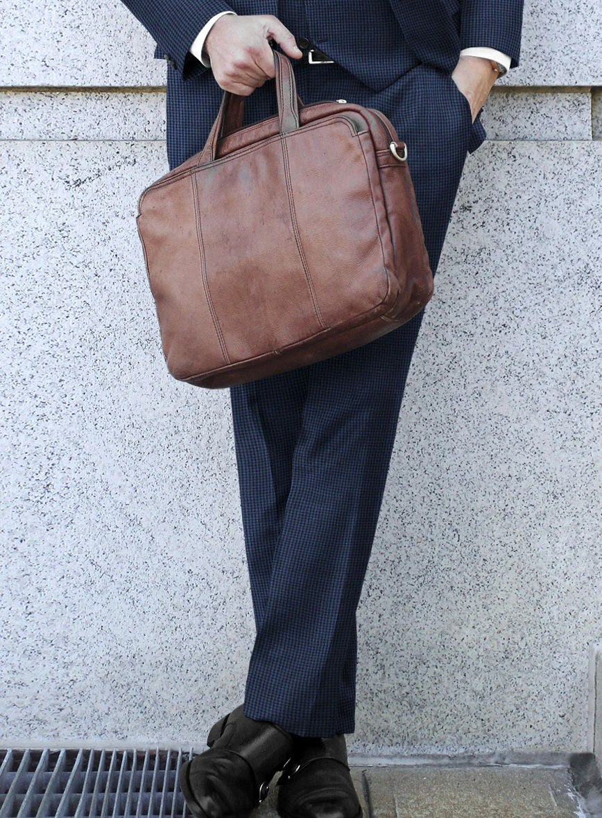 Scabal Omiero Houndstooth Blue Wool Pants - Image 2