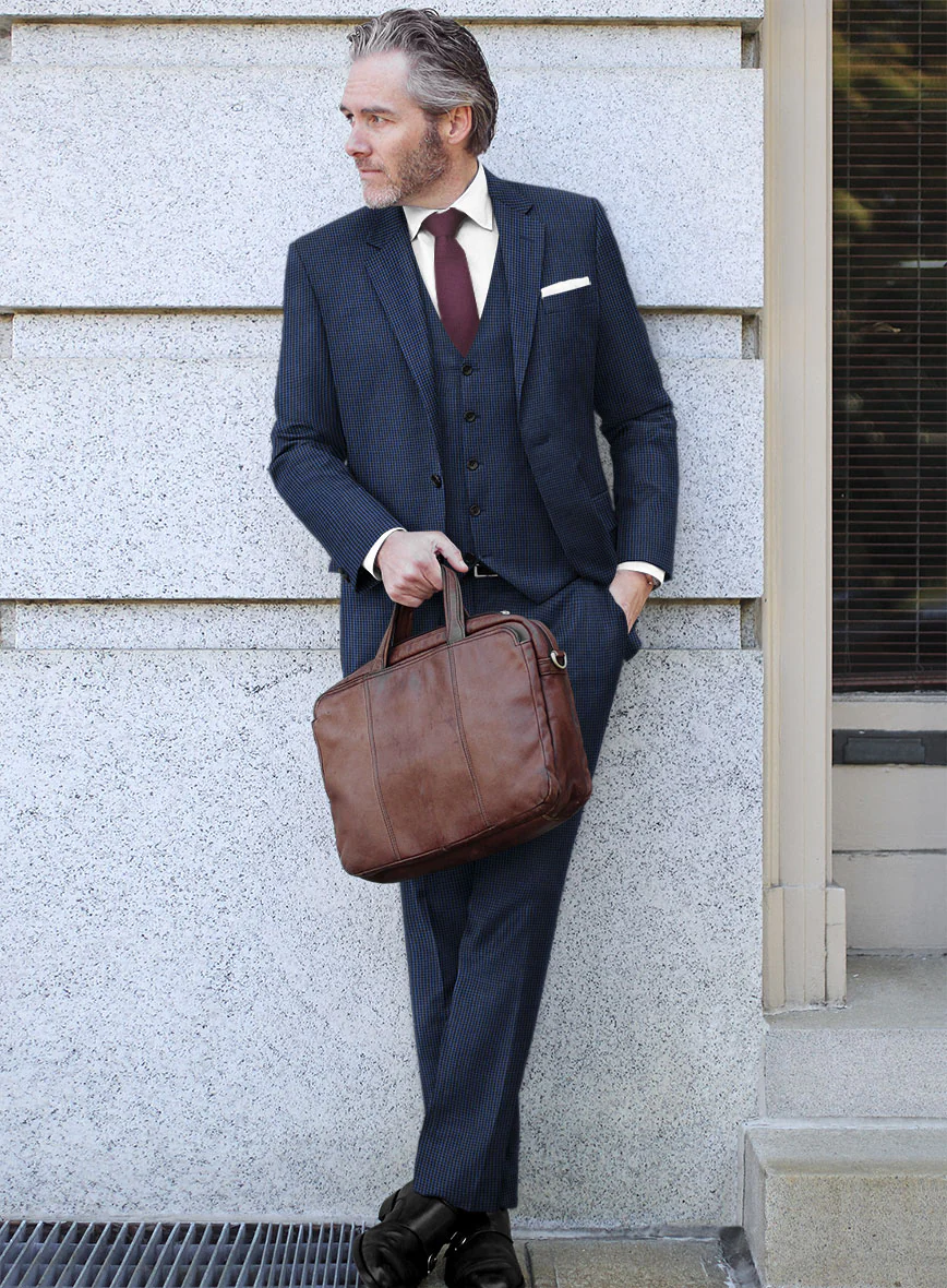 Scabal Omiero Houndstooth Blue Wool Suit - Image 2