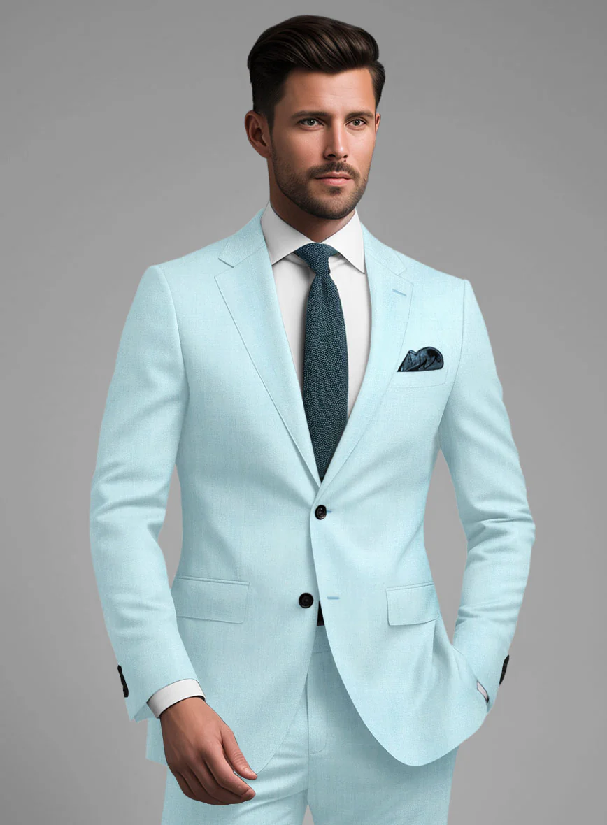 Scabal Pale Blue Wool Suit - Image 4