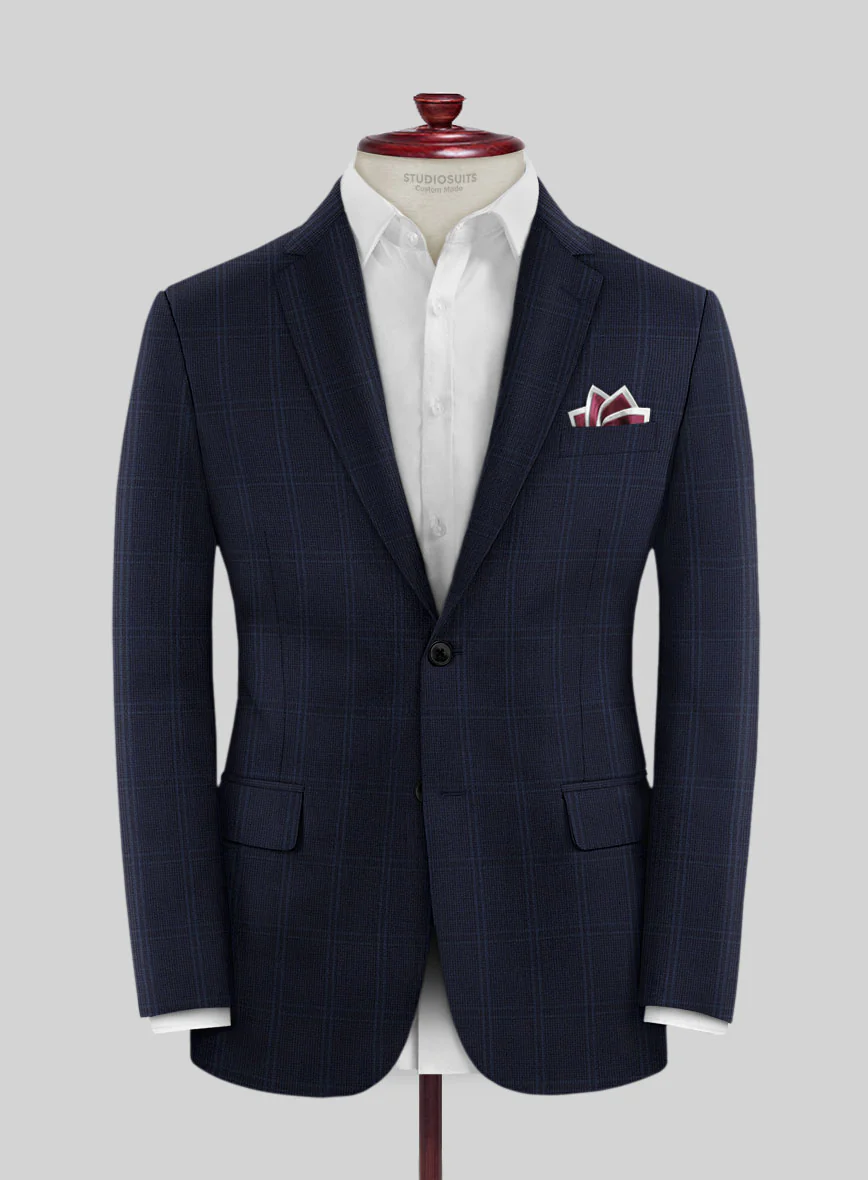 Scabal Poz Checks Blue Wool Jacket