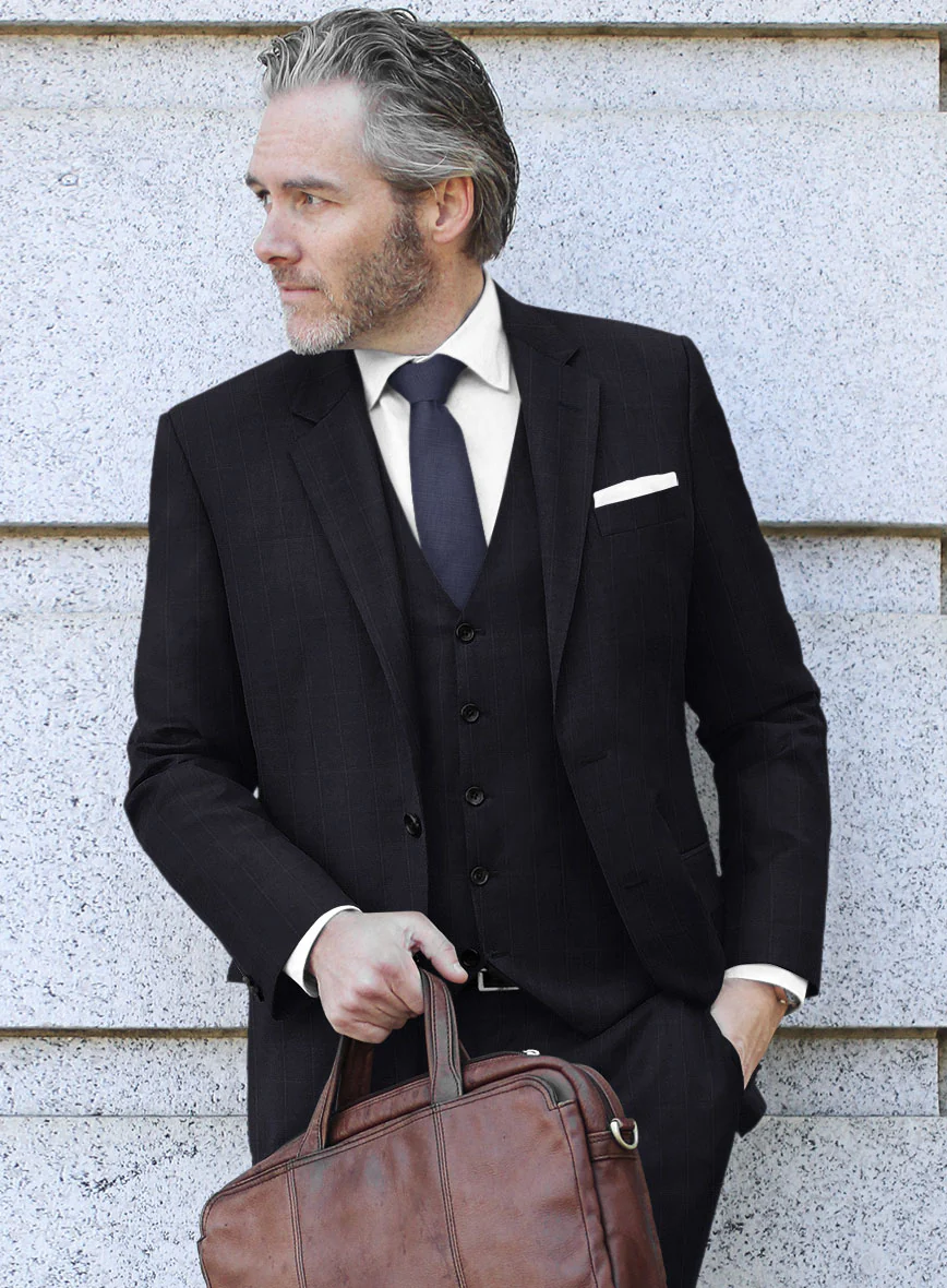 Scabal Quiro Checks Black Wool Suit - Image 4