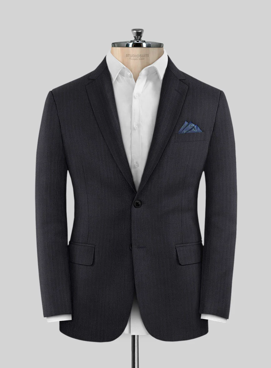 Scabal Rioli Stripe Blue Wool Jacket