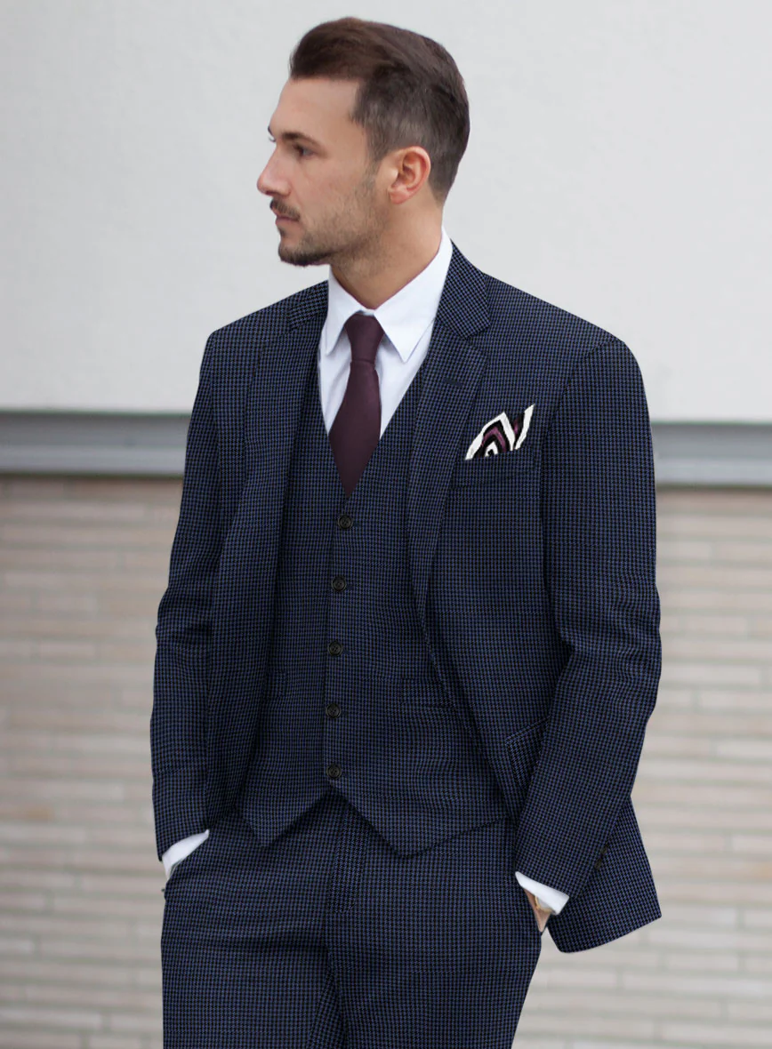 Scabal Rodol Houndstooth Blue Wool Jacket - Image 2