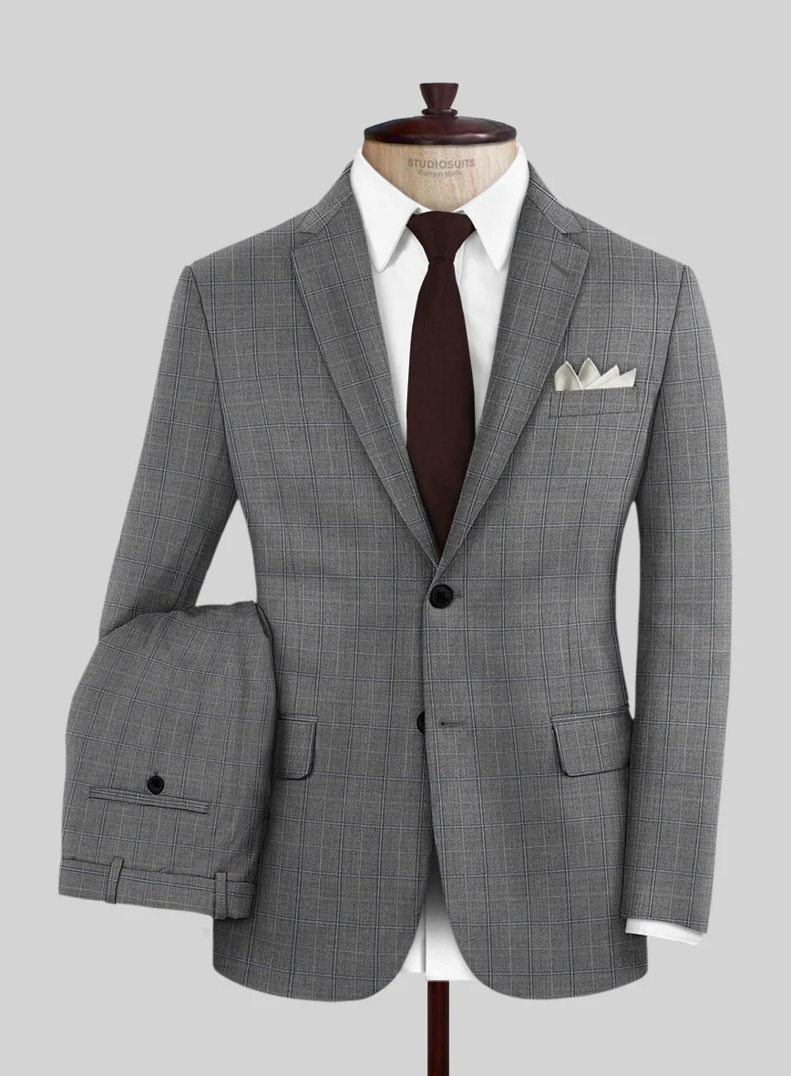 Scabal Sabo Checks Gray Wool Suit