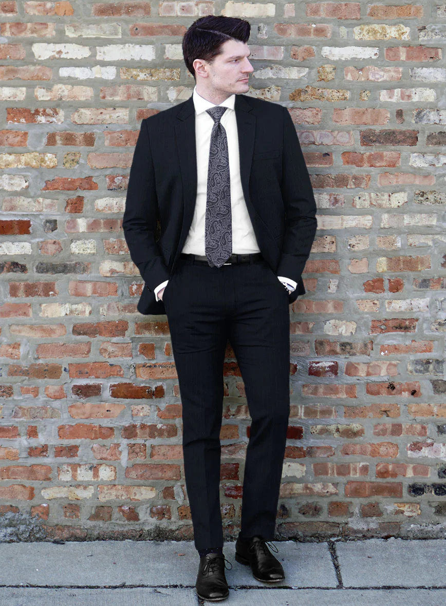 Scabal Sapphire Beaded Stripe Blue Wool Suit - Image 2
