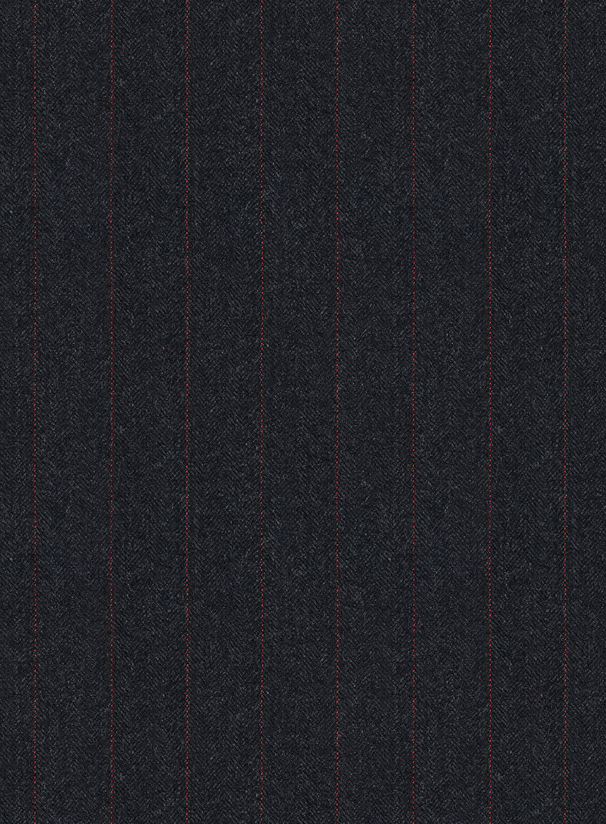 Scabal Sapphire Beaded Stripe Charcoal Wool Suit - Image 6