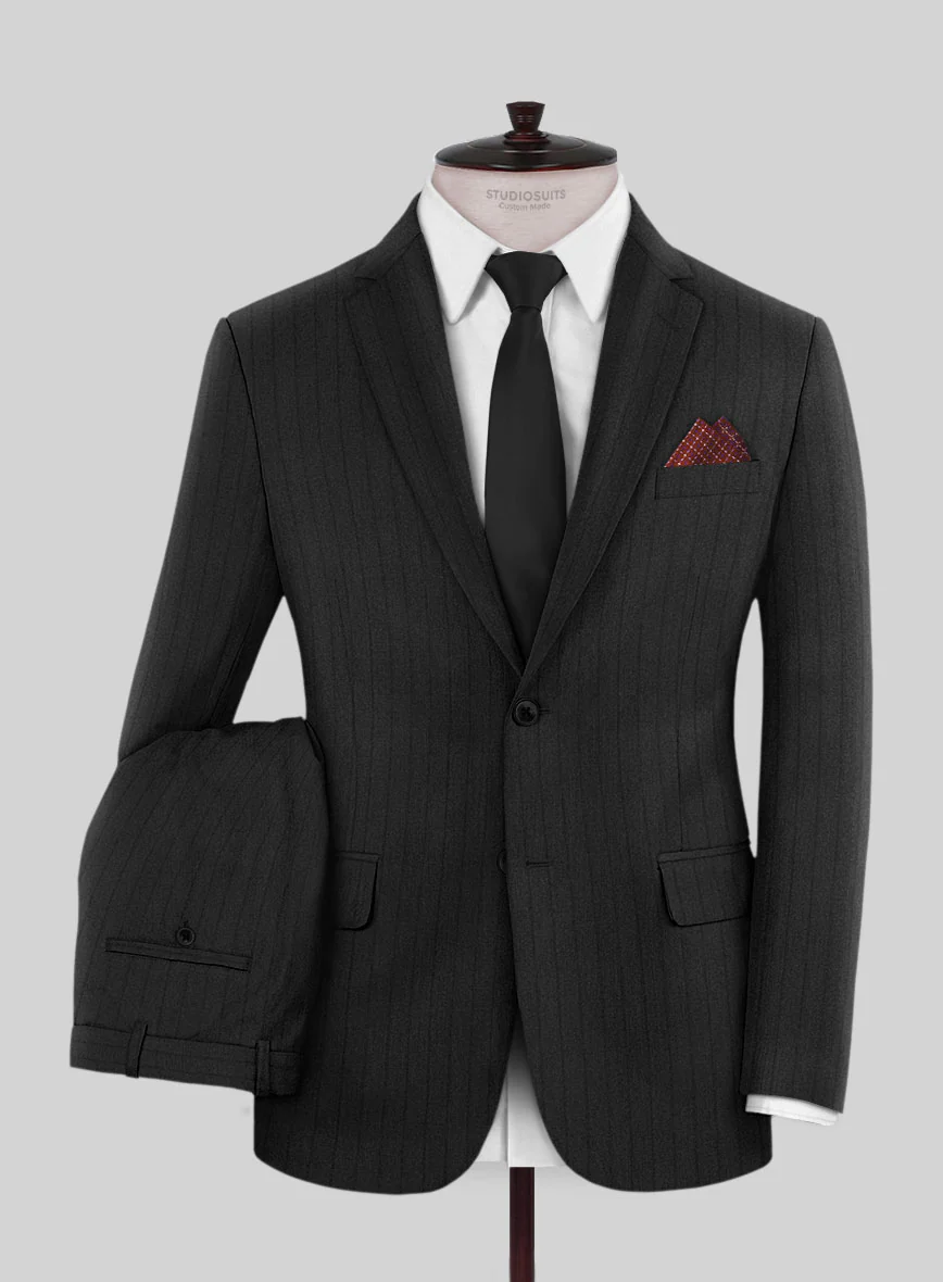 Scabal Sapphire Chalkstripe Gray Wool Suit