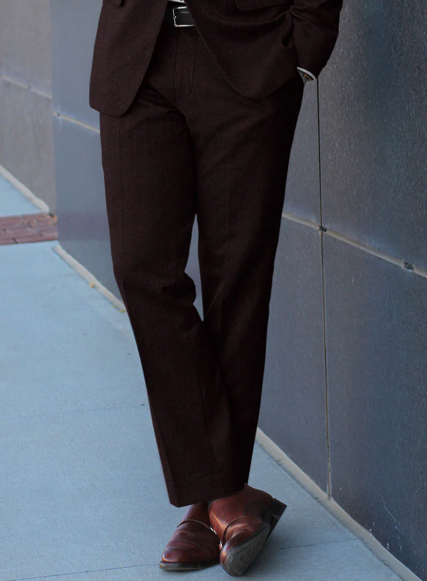 Scabal Sapphire Herringbone Wine Wool Pants - Image 2