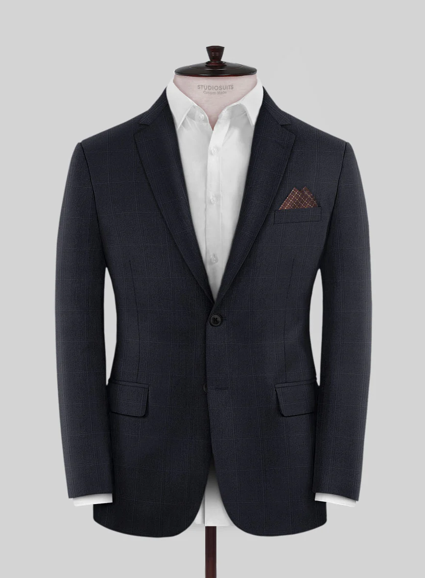 Scabal Sval Windowpane Blue Wool Jacket