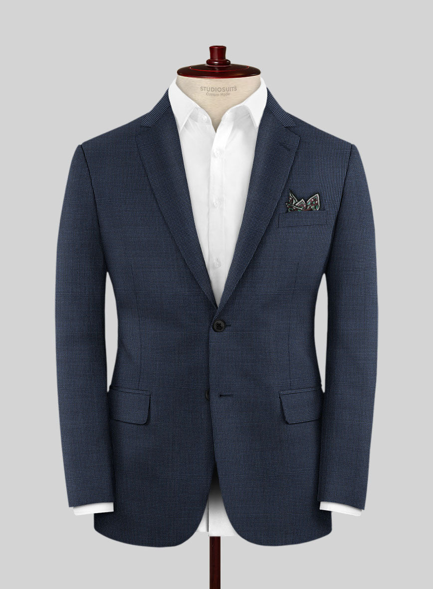 Scabal Tasar Pinhead Blue Wool Jacket