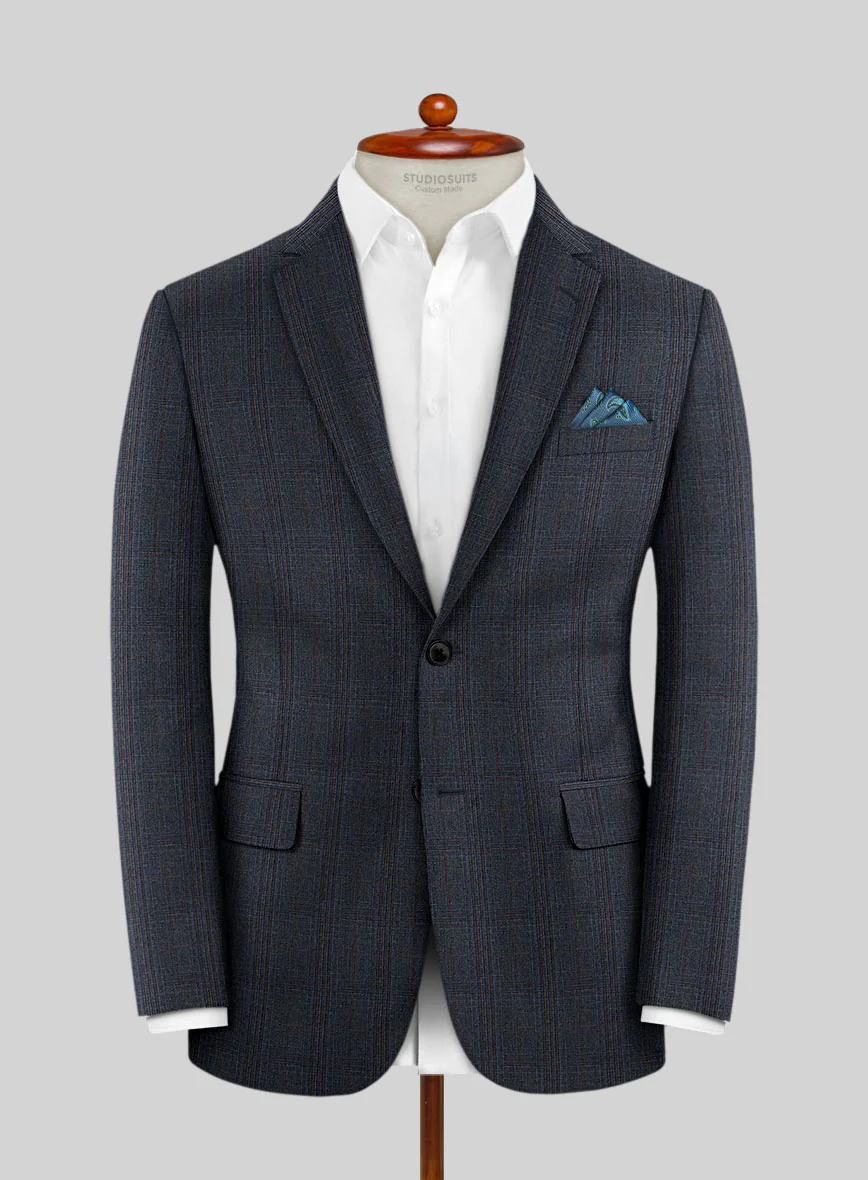 Scabal Tornado Glen Blue Wool Jacket