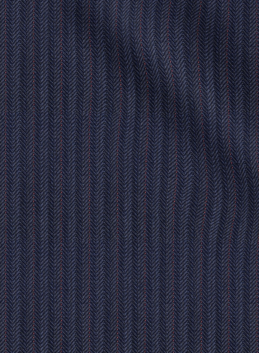 Scabal Tornado Herringbone Dark Blue Wool Pants - Image 3