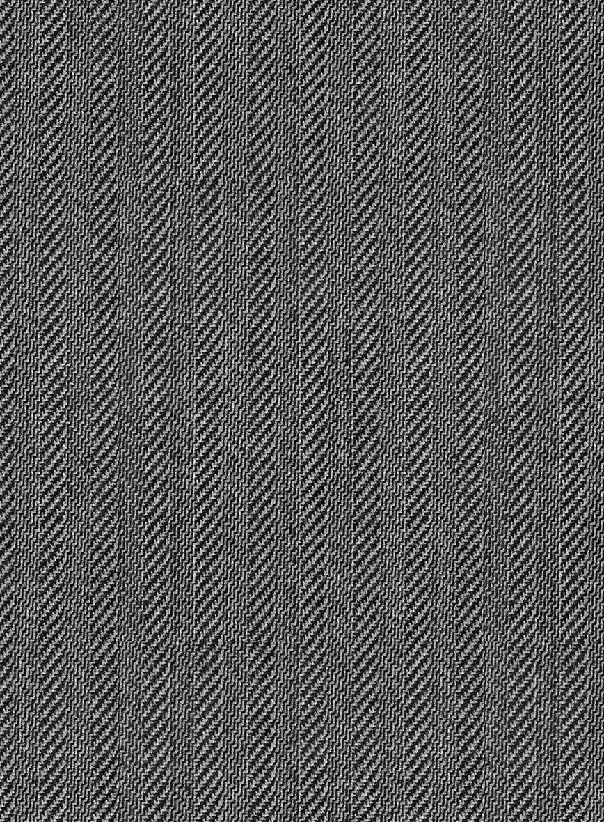 Scabal Tornado Herringbone Gray Wool Pants - Image 3