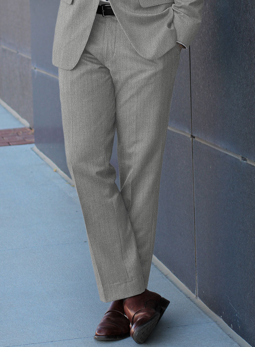 Scabal Tornado Herringbone Light Gray Wool Suit - Image 4