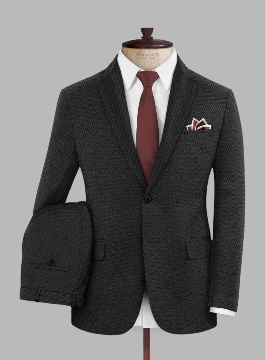 Scabal Tornado Olfoda Black Wool Suit
