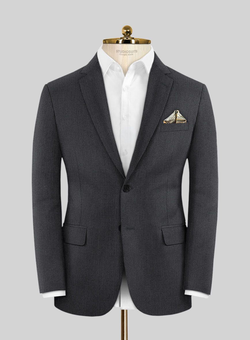 Scabal Tornado Pin Check Dark Blue Wool Jacket