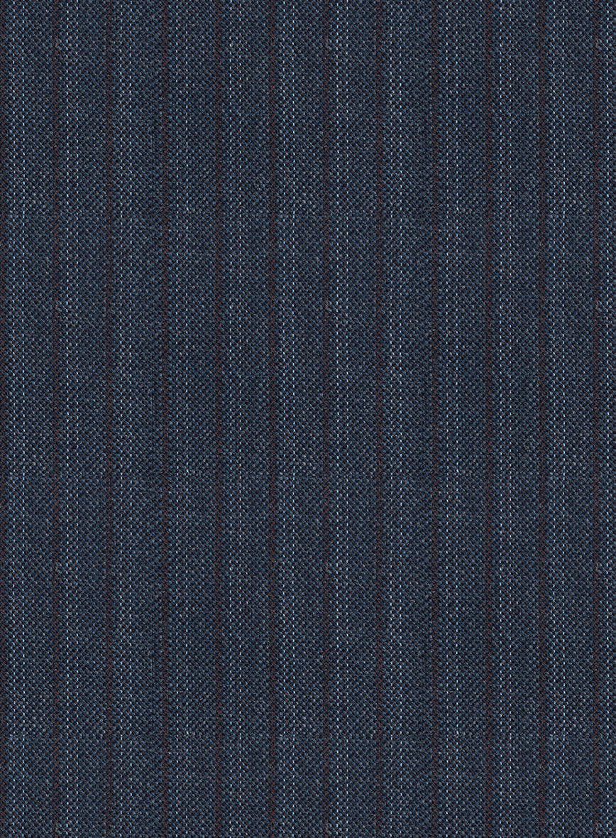 Scabal Tornado Stripes Blue Wool Pants - Image 3