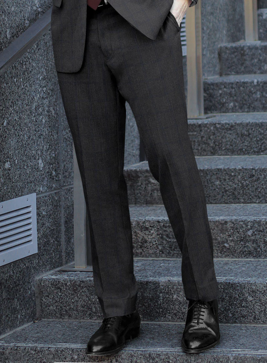 Scabal Tornado Windowpane Dark Gray Wool Suit - Image 4