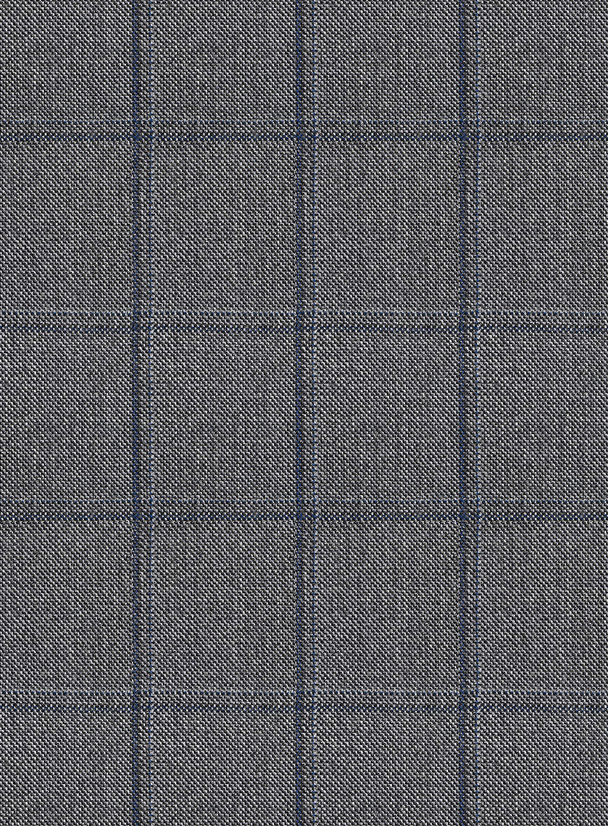 Scabal Tornado Windowpane Gray Wool Pants - Image 3