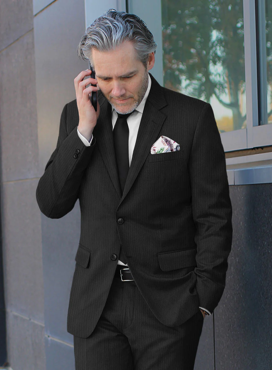 Scabal Tunata Stripe Black Wool Jacket - Image 2