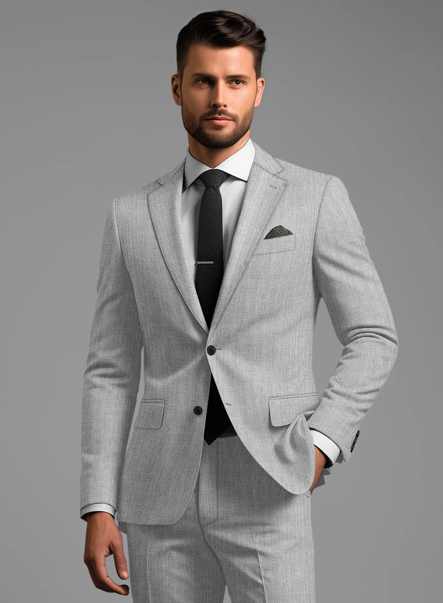 Scabal Worsted Light Gray Wool Jacket - Image 2
