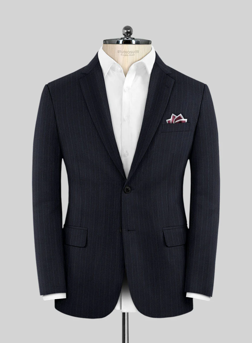 Scabal Zoillo Stripe Blue Wool Jacket