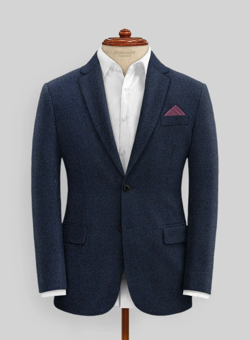 Showman Blue Herringbone Tweed Jacket - Image 2